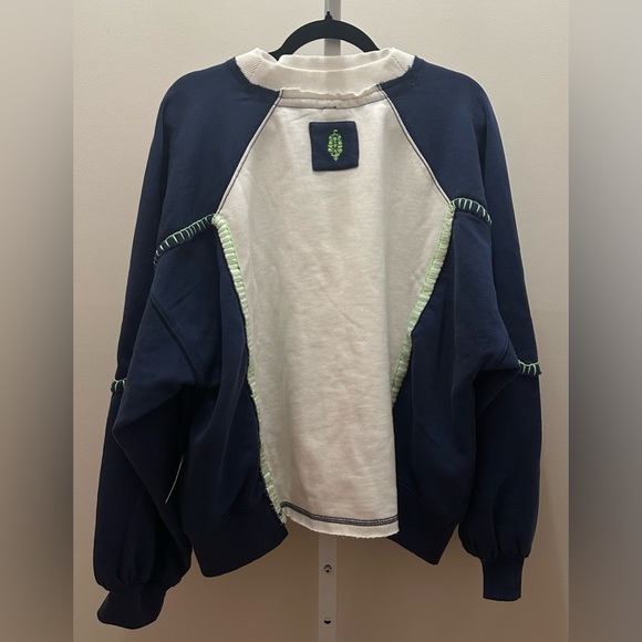 NWT FP Movement Double Header Graphic Crew S Blue  Combo with Pockets - Picture 6 of 12